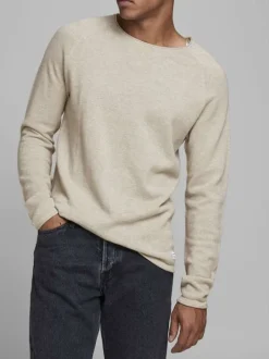Pull beige pour homme en coton coupe droite HILL
