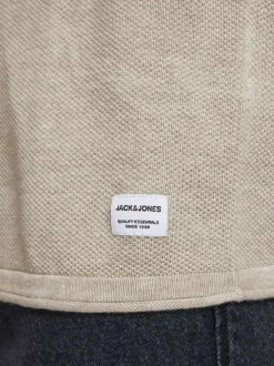 Pull beige pour homme en coton coupe droite HILL