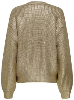 Pull beige uni avec une coupe droite à col rond et des manches longues