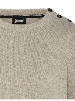Pull beige uni coupe régular avec un col rond