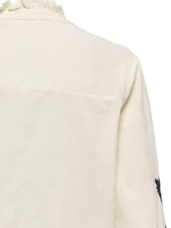 Pull beige uni pourvu de manches longues et d'une coupe droite