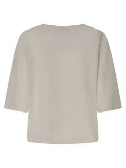 Pull beige uni pourvu d'une coupe ample et de manches courtes