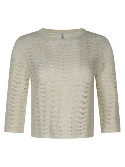 Pull beige uni pourvu d'une coupe droite et de manches longues