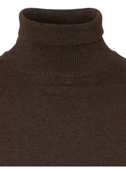Pull Berg Roll Neck marron uni en coton avec une coupe droite et un col roulé