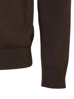 Pull Berg Roll Neck marron uni en coton avec une coupe droite et un col roulé