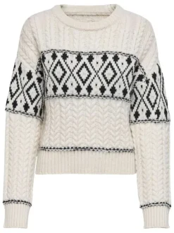 Pull blanc uni avec une coupe droite à col rond et des manches longues