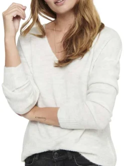 Pull blanc uni avec une coupe droite et des manches longues