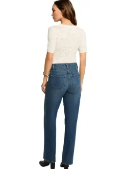 Pull blanc uni à coupe ajustée, col v et à manches courtes et motifs végétaux