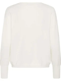 Pull blanc uni pourvu d'une coupe droite et de manches longues