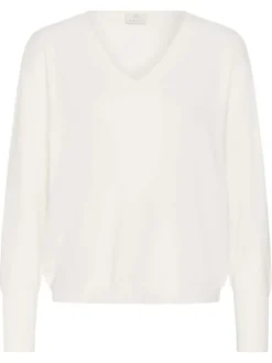 Pull blanc uni pourvu d'une coupe droite et de manches longues