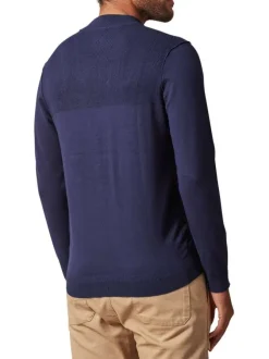 Pull bleu marine uni à coupe près du corps et à col ras du cou