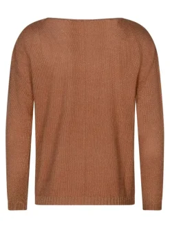 Pull brique uni pourvu d'une coupe droite et des manches longues