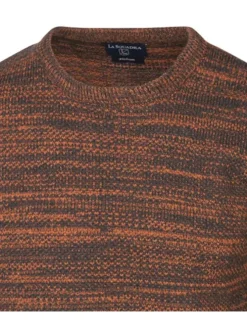 Pull chocolat et orange chiné à manches longues en mailles resserées