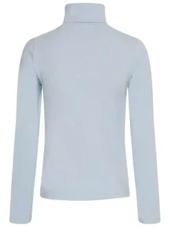Pull ciel en coton coupe ajustée à col roulé, manches longues et floqué au niveau du col