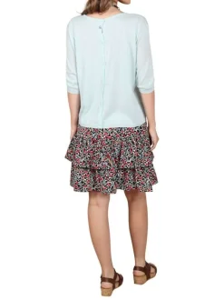 Pull ciel uni coupe droite avec un col v large