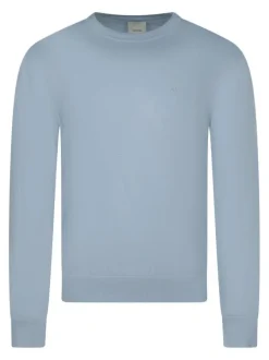 Pull ciel uni en coton avec une coupe droite et un col rond