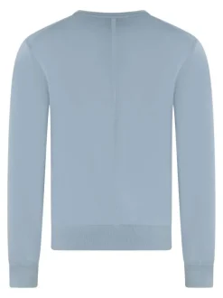 Pull ciel uni en coton avec une coupe droite et un col rond