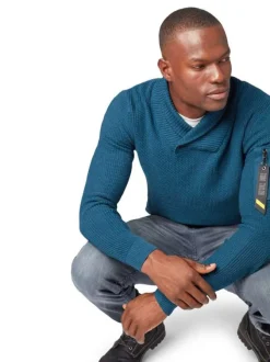 Pull col châle homme bleu