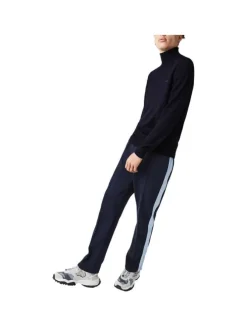 Pull col roulé marine en laine avec crocodile brodé à la poitrine gauche