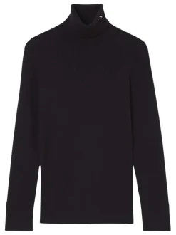 Pull col roulé noir à coupe ajustée proche du corps et manches longues