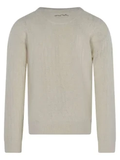Pull écru à coupe droite pourvu d'un col rond et de manches longues