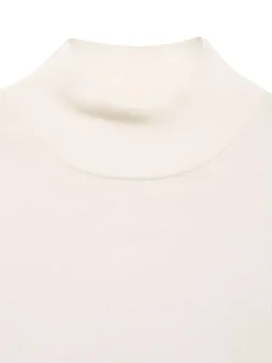 Pull écru en maille fine à coupe droite avec col montant et manches longues