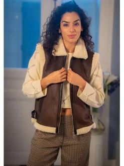 Pull écru uni avec motifs losanges ajourés et à manches longues