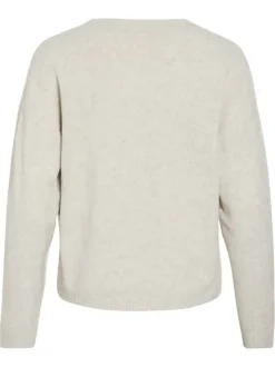 Pull écru uni avec une coupe droite et des manches longues