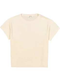 Pull écru uni pourvu d'une coupe droite et de manches courtes
