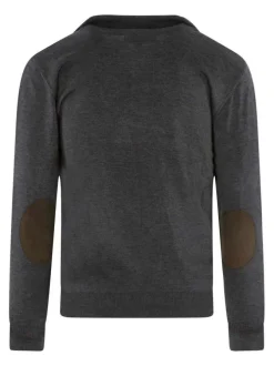Pull en coton anthracite uni coupe ajustée avec un col camionneur