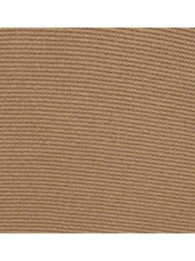 Pull en coton beige uni droit à col rond et à manches longues avec bord-côte
