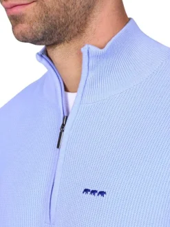 Pull en coton biologique bleu ciel uni avec une coupe droite