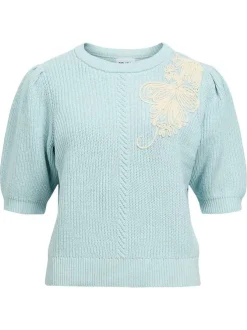 Pull en coton biologique ciel uni pourvu de manches courtes