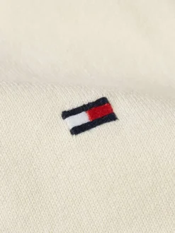Pull en coton biologique écru uni coupe droite avec un col rond
