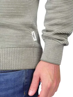Pull en coton biologique kaki uni avec une coupe droite et un col rond