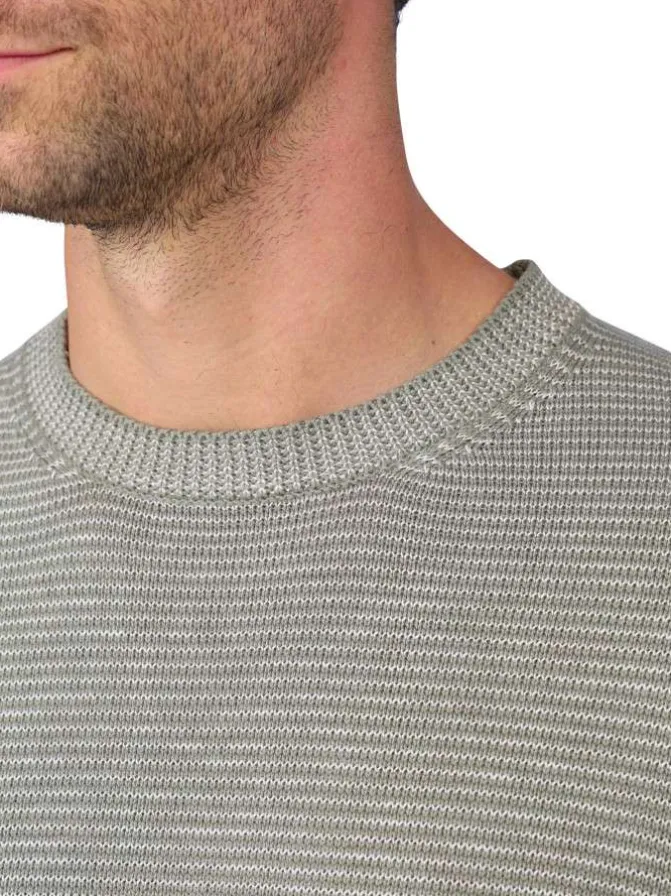 Pull en coton biologique kaki uni avec une coupe droite et un col rond