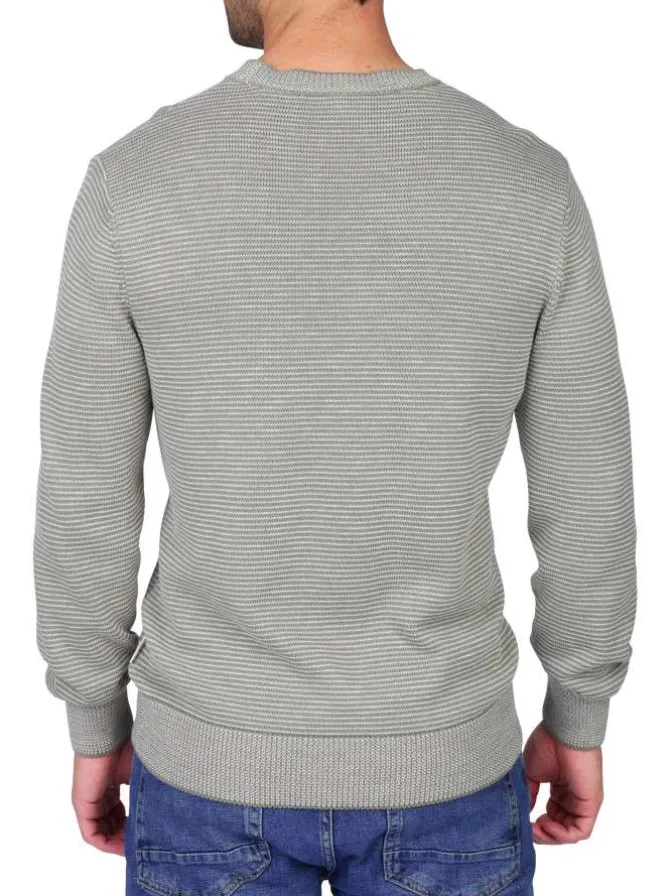Pull en coton biologique kaki uni avec une coupe droite et un col rond