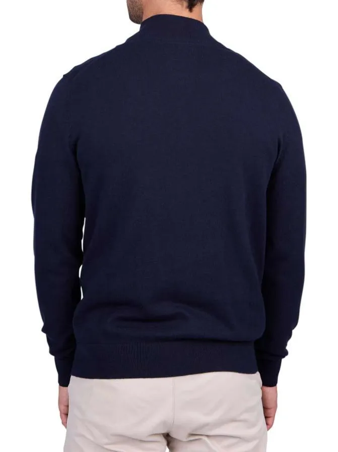 Pull en coton biologique marine uni à coupe droite et col camionneur
