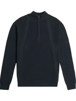 Pull en coton bleu marine en maille côtelée avec un col camionneur