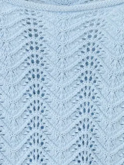 Pull en coton ciel uni pourvu d'une coupe évasée et de manches longues