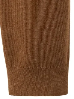 Pull en coton et laine chocolat uni avec une coupe droite et un col polo