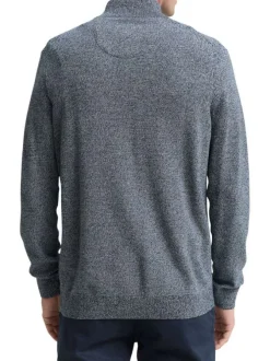 Pull en coton gris uni avec un col camionneur et des manches longues