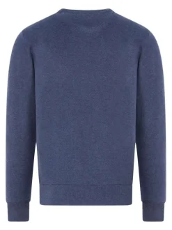 Pull en coton marine uni avec une coupe droite et un col rond