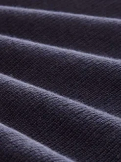 Pull en coton marine uni coupe droite col camionneur