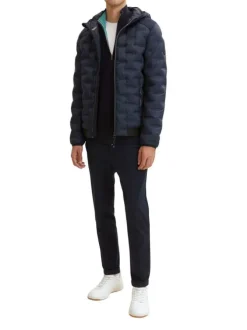 Pull en coton marine uni coupe droite col camionneur