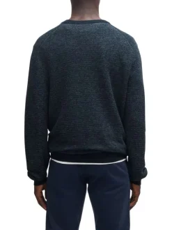Pull en coton mélangé bleu marine chiné avec une coupe regular fit