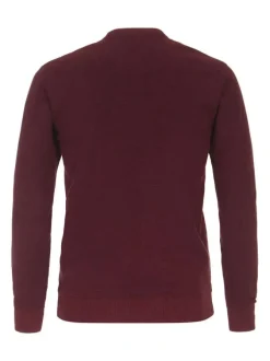 Pull en coton mélangé bordeaux chiné avec patch logotypé cousu