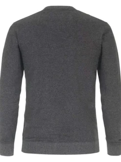 Pull en coton mélangé gris chiné avec une coupe droite et un col rond