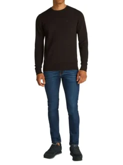Pull en coton mélangé noir en maille effet gaufrée avec une coupe ajustée