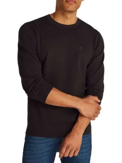 Pull en coton mélangé noir en maille effet gaufrée avec une coupe ajustée